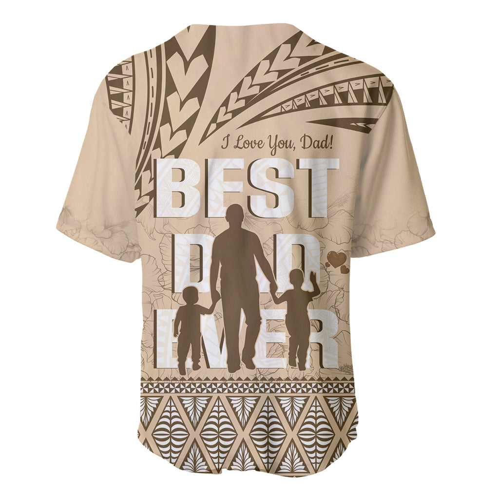 Tonga Father's Day Baseball Jersey Best Dad Ever Tongan Ngatu Pattern - Beige