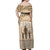 Tonga Father's Day Off Shoulder Maxi Dress Best Dad Ever Tongan Ngatu Pattern - Beige