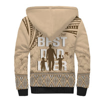 Tonga Father's Day Sherpa Hoodie Best Dad Ever Tongan Ngatu Pattern - Beige