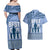 Tonga Father's Day Couples Matching Off Shoulder Maxi Dress and Hawaiian Shirt Best Dad Ever Tongan Ngatu Pattern - Blue