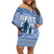 Tonga Father's Day Family Matching Off Shoulder Short Dress and Hawaiian Shirt Best Dad Ever Tongan Ngatu Pattern - Blue