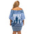 Tonga Father's Day Family Matching Off Shoulder Short Dress and Hawaiian Shirt Best Dad Ever Tongan Ngatu Pattern - Blue