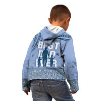 Tonga Father's Day Kid Hoodie Best Dad Ever Tongan Ngatu Pattern - Blue
