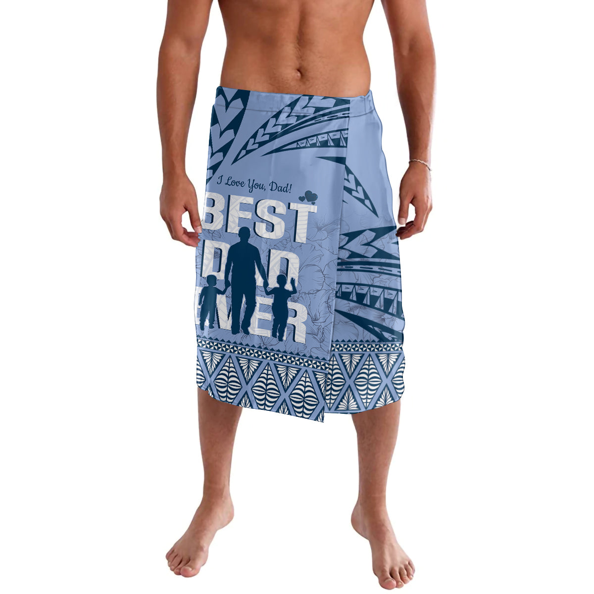 Tonga Father's Day Lavalava Best Dad Ever Tongan Ngatu Pattern - Blue