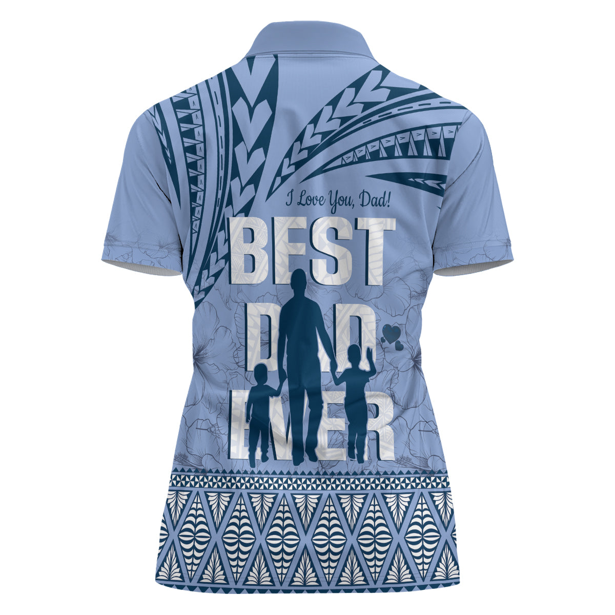 Tonga Father's Day Women Polo Shirt Best Dad Ever Tongan Ngatu Pattern - Blue