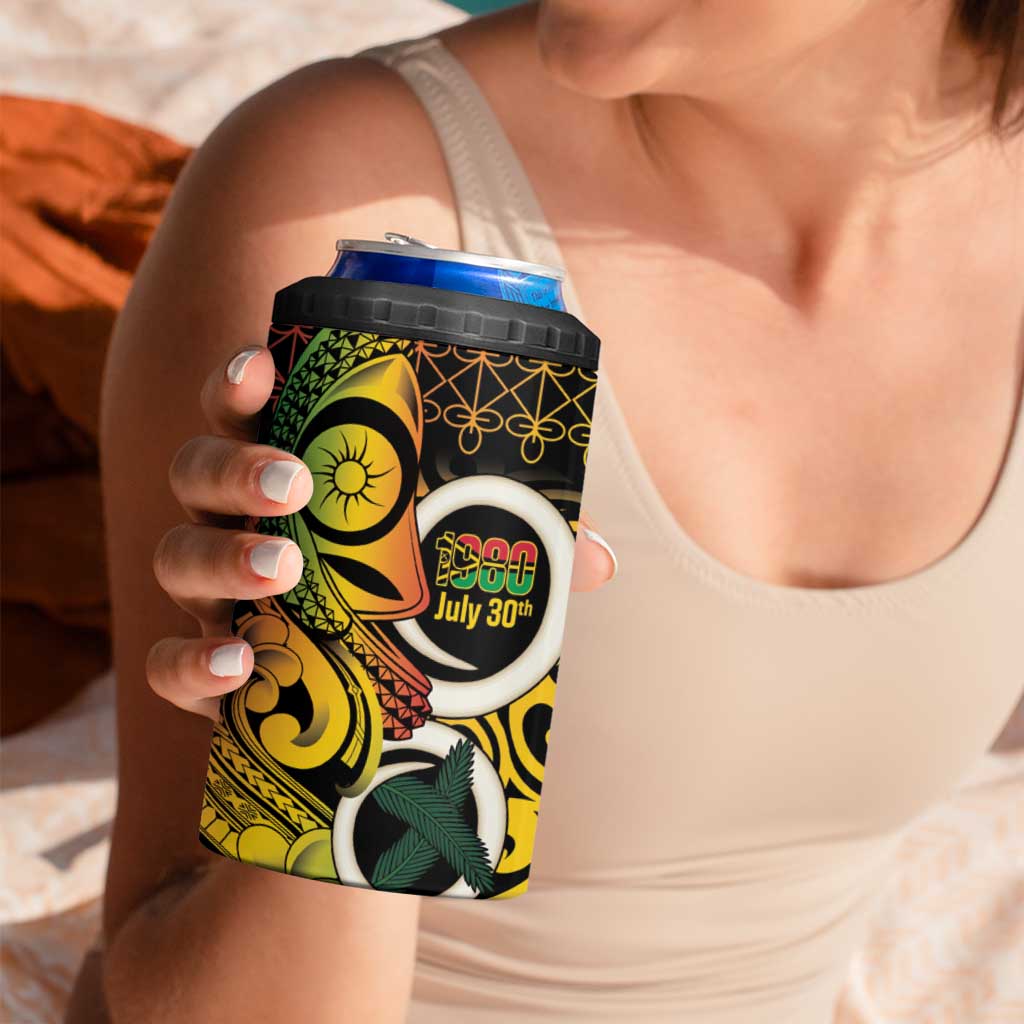 Vanuatu 1980 4 in 1 Can Cooler Tumbler Ni-Van Tamtam Sand Drawing Pattern