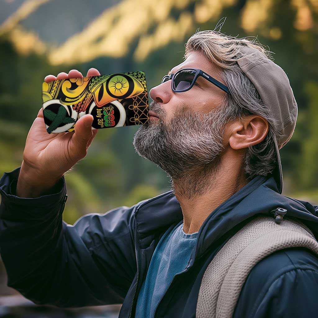 Vanuatu 1980 4 in 1 Can Cooler Tumbler Ni-Van Tamtam Sand Drawing Pattern