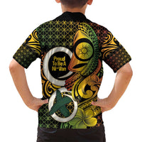 Vanuatu 1980 Family Matching Long Sleeve Bodycon Dress and Hawaiian Shirt Ni-Van Tamtam Sand Drawing Pattern LT14 - Polynesian Pride
