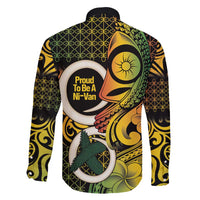 Vanuatu 1980 Family Matching Long Sleeve Bodycon Dress and Hawaiian Shirt Ni-Van Tamtam Sand Drawing Pattern LT14 - Polynesian Pride