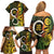 Vanuatu 1980 Family Matching Off Shoulder Short Dress and Hawaiian Shirt Ni-Van Tamtam Sand Drawing Pattern
