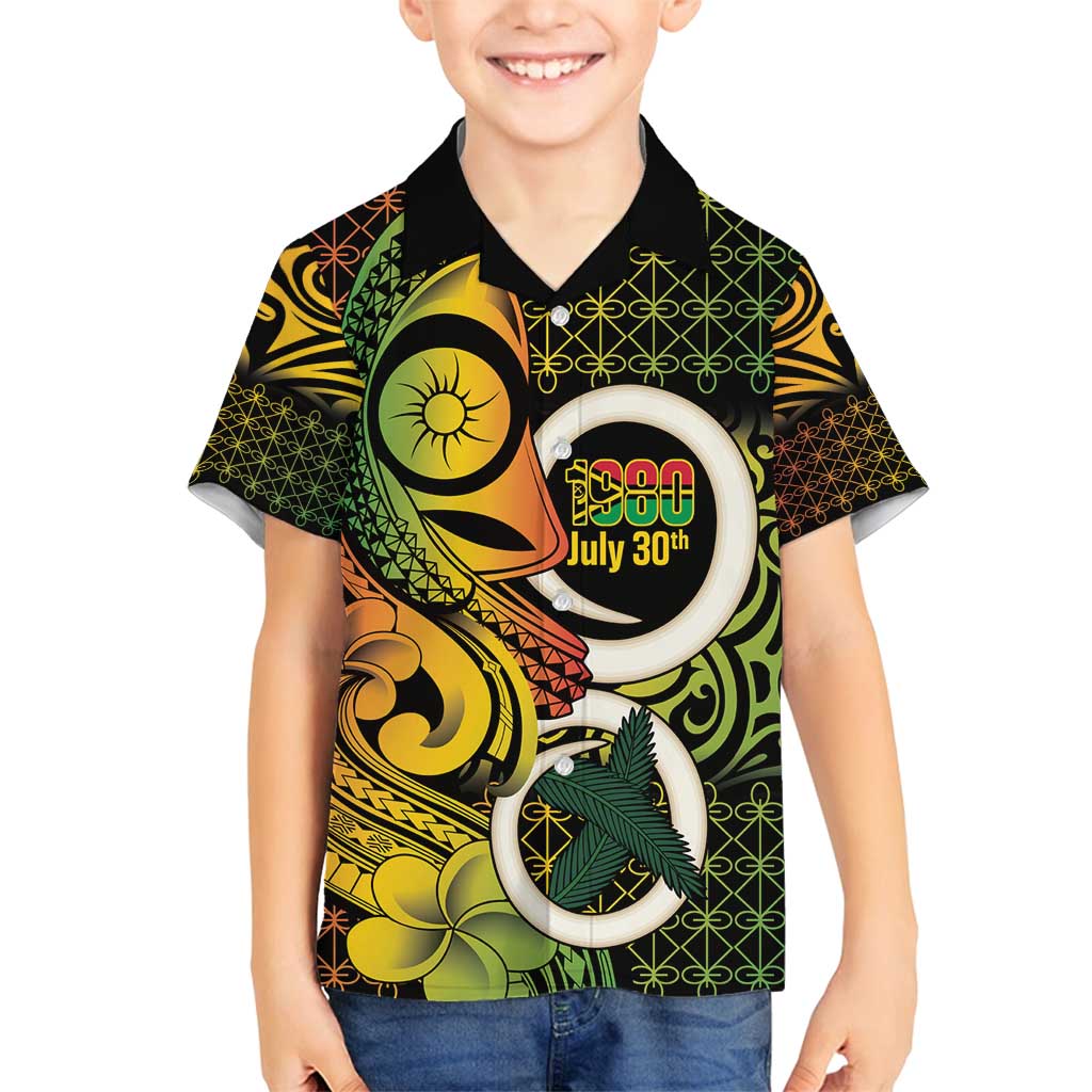 Vanuatu 1980 Family Matching Puletasi and Hawaiian Shirt Ni-Van Tamtam Sand Drawing Pattern