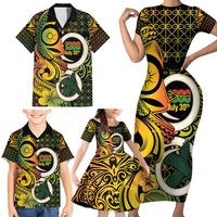 Vanuatu 1980 Family Matching Short Sleeve Bodycon Dress and Hawaiian Shirt Ni-Van Tamtam Sand Drawing Pattern LT14 - Polynesian Pride