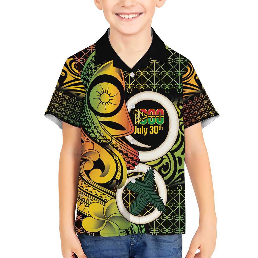 Vanuatu 1980 Family Matching Short Sleeve Bodycon Dress and Hawaiian Shirt Ni-Van Tamtam Sand Drawing Pattern LT14 Son's Shirt Black - Polynesian Pride