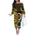 Vanuatu 1980 Off The Shoulder Long Sleeve Dress Ni-Van Tamtam Sand Drawing Pattern