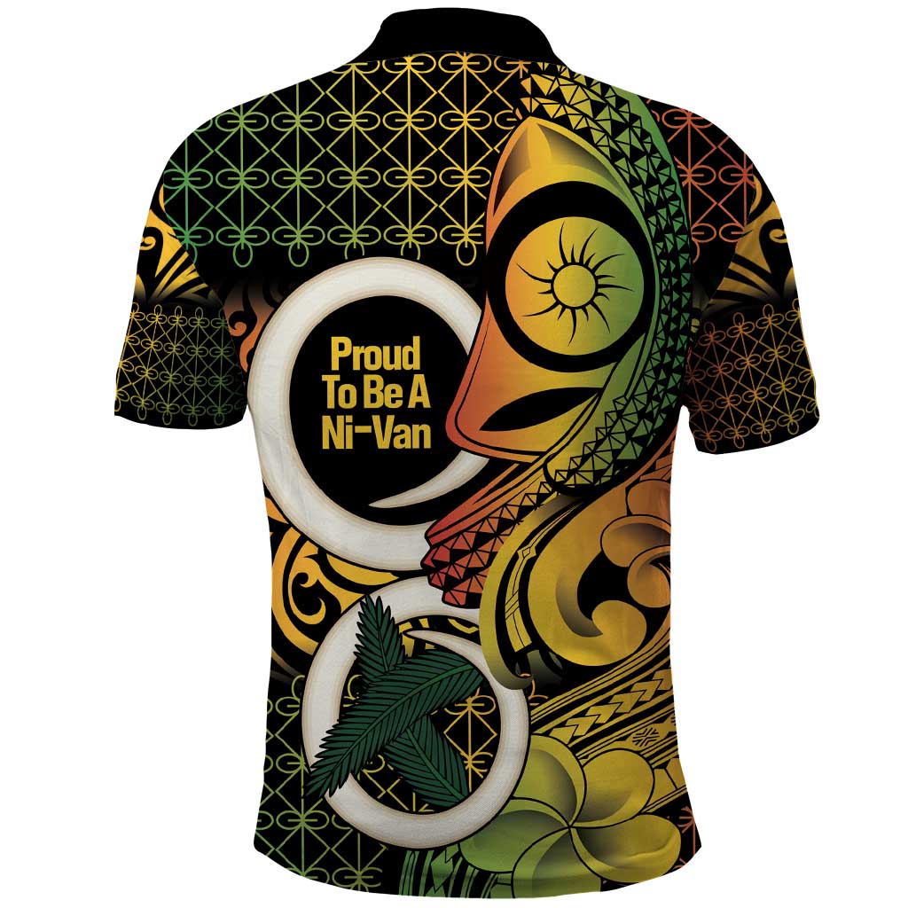 Vanuatu 1980 Polo Shirt Ni-Van Tamtam Sand Drawing Pattern LT14 - Polynesian Pride