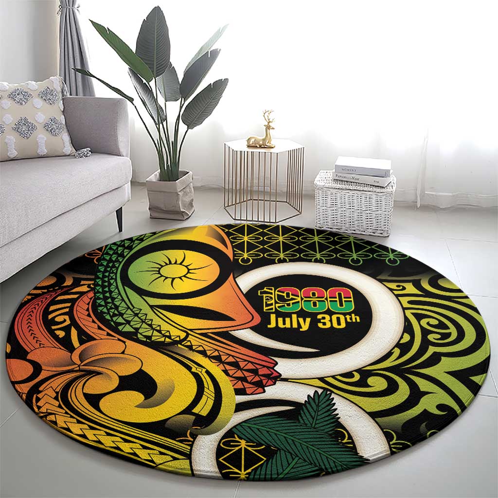 Vanuatu 1980 Round Carpet Ni-Van Tamtam Sand Drawing Pattern