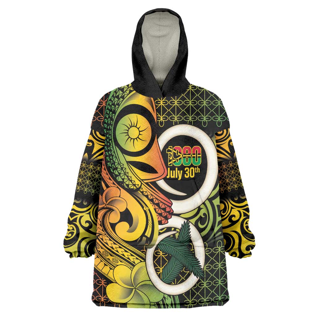 Vanuatu 1980 Wearable Blanket Hoodie Ni-Van Tamtam Sand Drawing Pattern