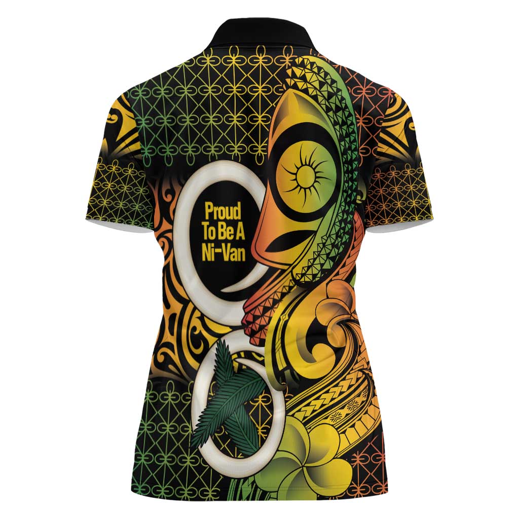 Vanuatu 1980 Women Polo Shirt Ni-Van Tamtam Sand Drawing Pattern