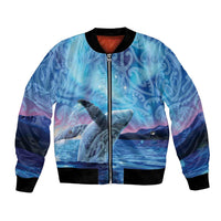 New Zealand Matariki Humpback Whale Bomber Jacket Paikea Maori New Year Blue Galaxy