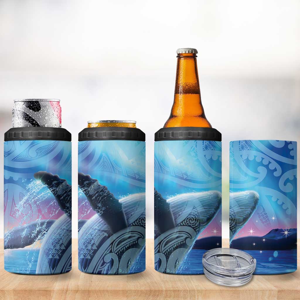 New Zealand Matariki Humpback Whale 4 in 1 Can Cooler Tumbler Paikea Maori New Year Blue Galaxy LT14 - Polynesian Pride