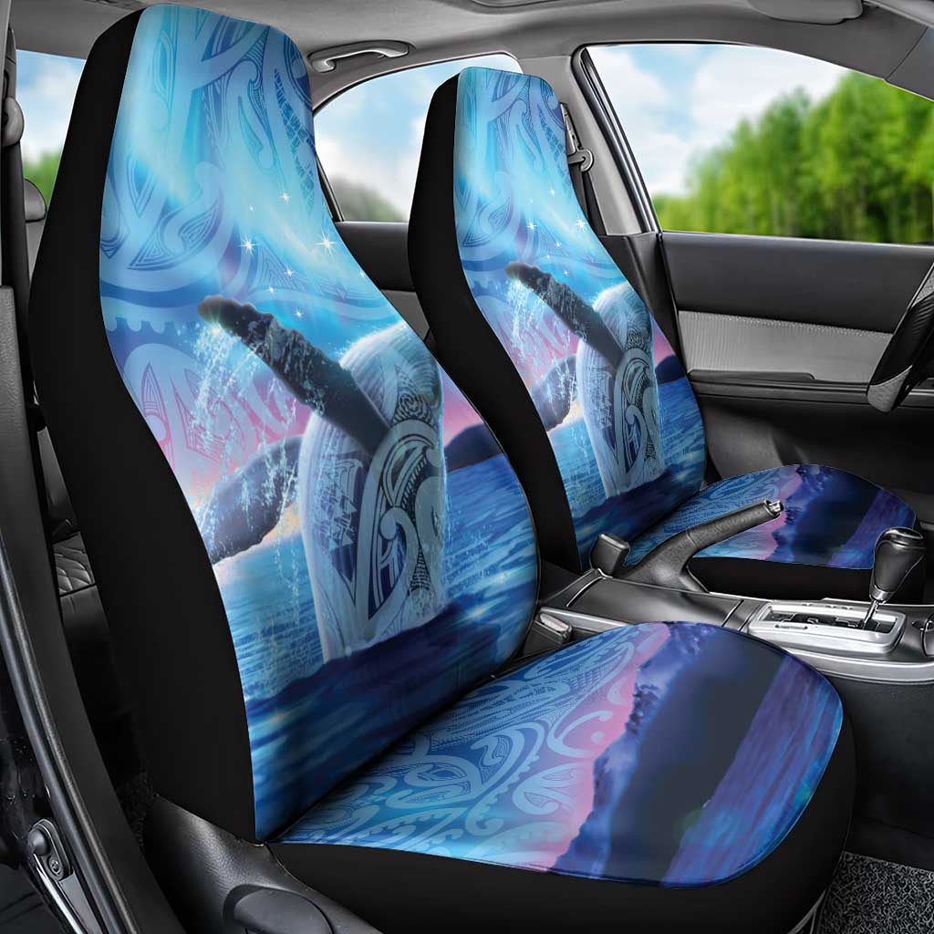 New Zealand Matariki Humpback Whale Car Seat Cover Paikea Maori New Year Blue Galaxy LT14 - Polynesian Pride