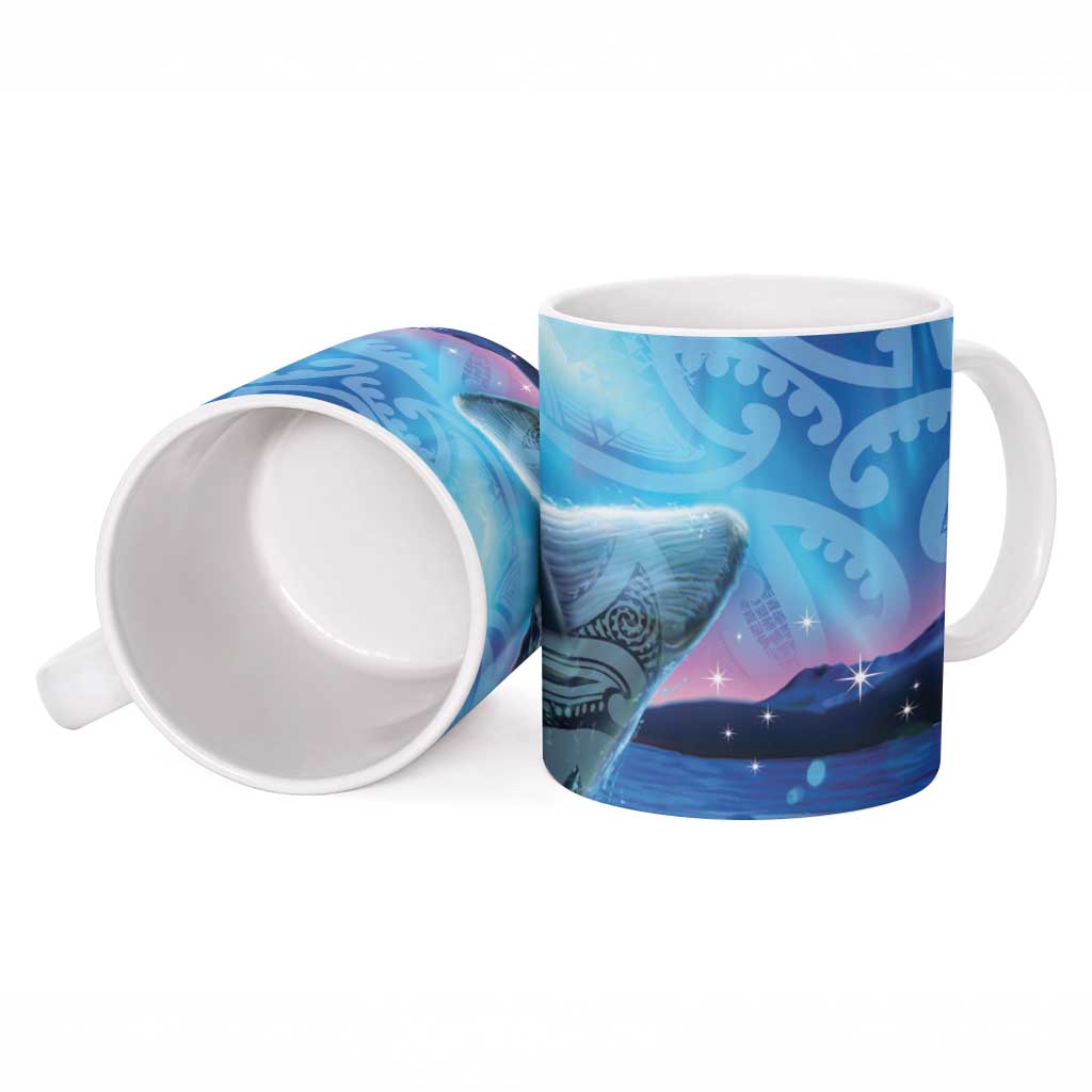 New Zealand Matariki Humpback Whale Ceramic Mug Paikea Maori New Year Blue Galaxy