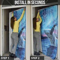 New Zealand Matariki Humpback Whale Door Cover Paikea Maori New Year Blue Galaxy