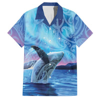 New Zealand Matariki Humpback Whale Family Matching Off Shoulder Maxi Dress and Hawaiian Shirt Paikea Maori New Year Blue Galaxy LT14 Dad's Shirt - Short Sleeve Blue - Polynesian Pride
