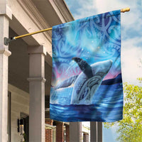New Zealand Matariki Humpback Whale Garden Flag Paikea Maori New Year Blue Galaxy LT14 House Flag Blue - Polynesian Pride