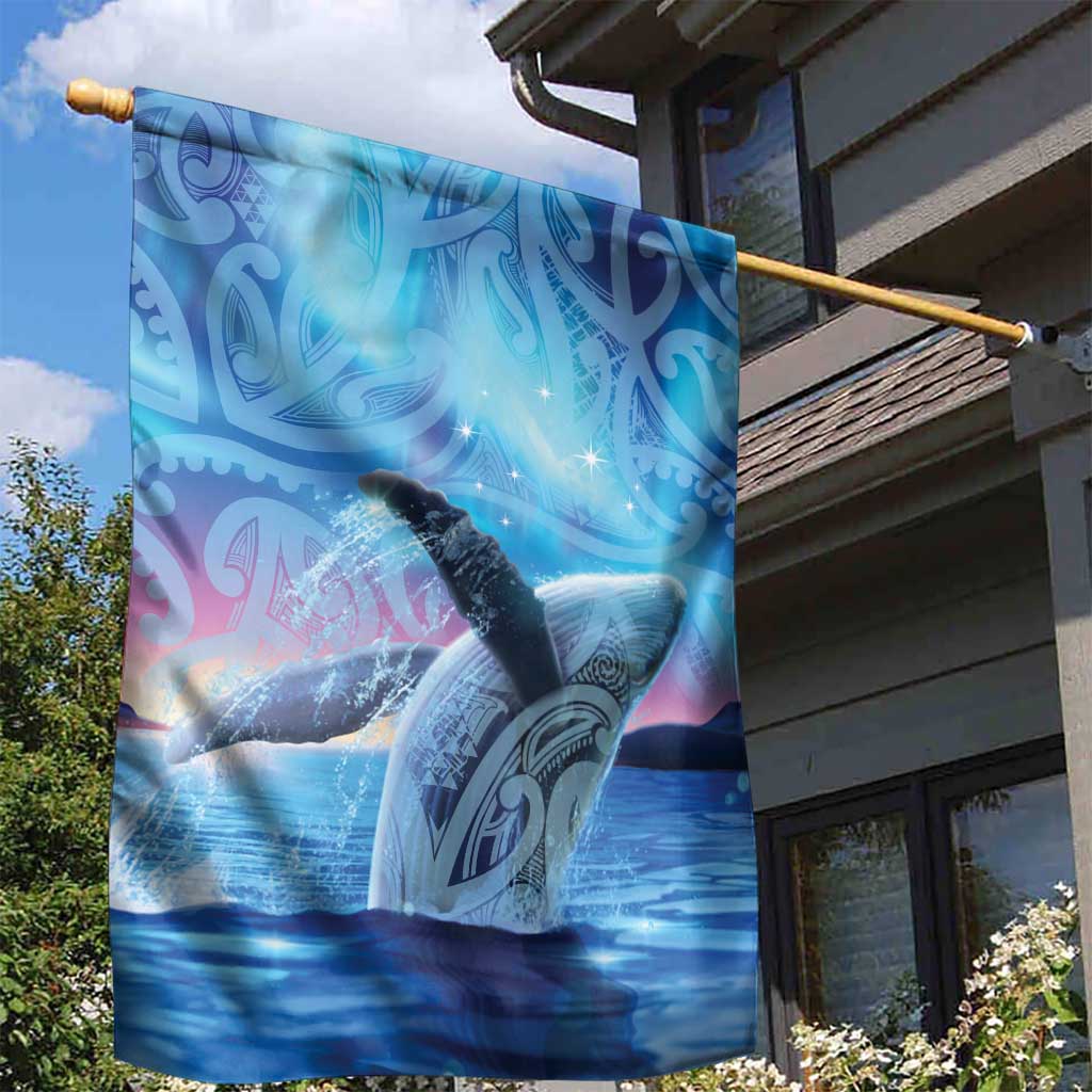 New Zealand Matariki Humpback Whale Garden Flag Paikea Maori New Year Blue Galaxy LT14 - Polynesian Pride