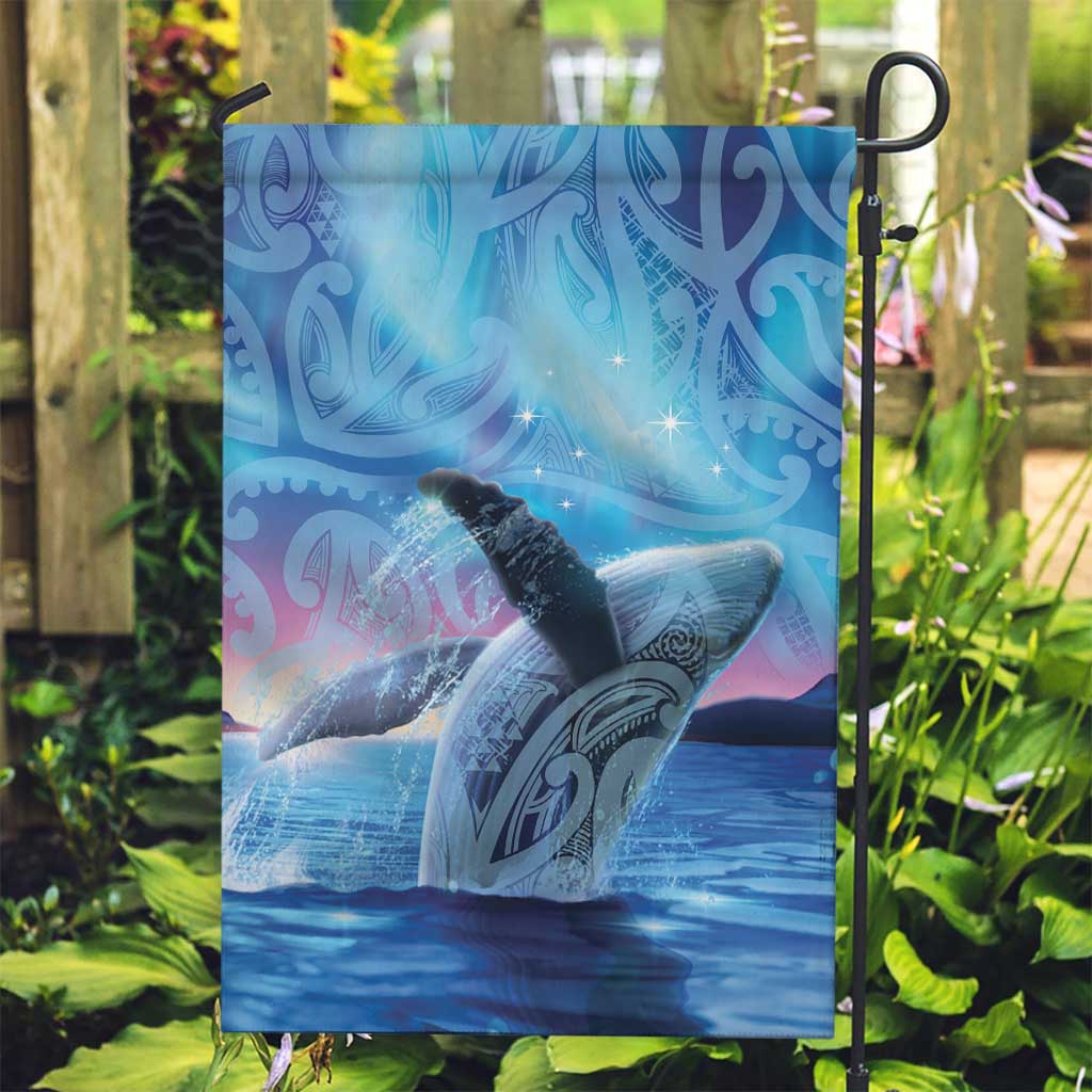 New Zealand Matariki Humpback Whale Garden Flag Paikea Maori New Year Blue Galaxy LT14 Garden Flag Blue - Polynesian Pride