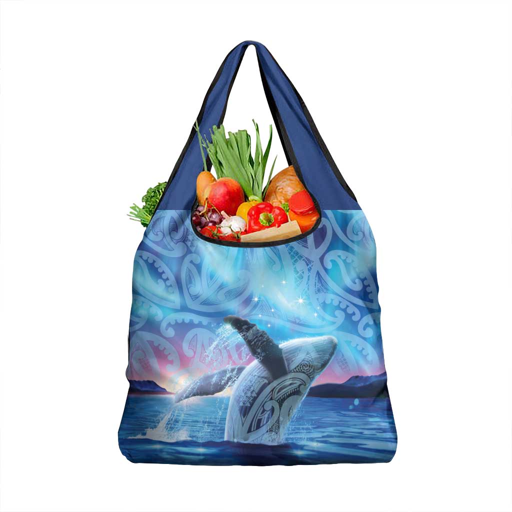 New Zealand Matariki Humpback Whale Grocery Bag Paikea Maori New Year Blue Galaxy