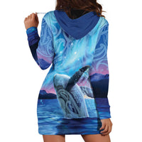 New Zealand Matariki Humpback Whale Hoodie Dress Paikea Maori New Year Blue Galaxy LT14 - Polynesian Pride