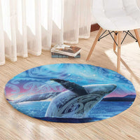 New Zealand Matariki Humpback Whale Round Carpet Paikea Maori New Year Blue Galaxy