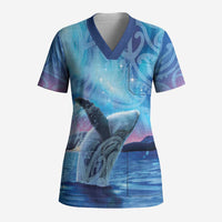 New Zealand Matariki Humpback Whale Scrub Top Paikea Maori New Year Blue Galaxy