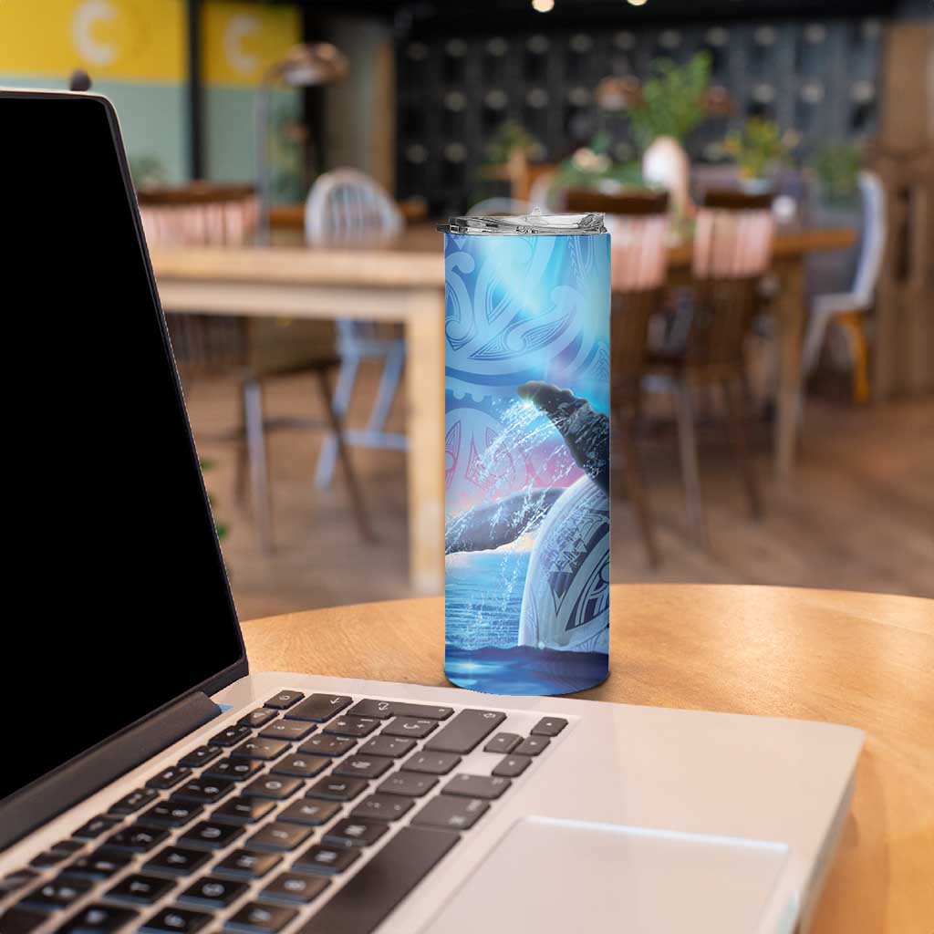 New Zealand Matariki Humpback Whale Skinny Tumbler Paikea Maori New Year Blue Galaxy LT14 - Polynesian Pride