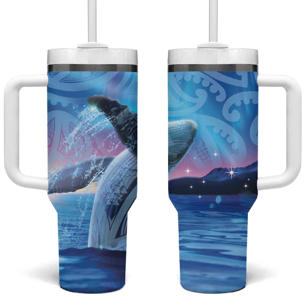 New Zealand Matariki Humpback Whale Tumbler With Handle Paikea Maori New Year Blue Galaxy
