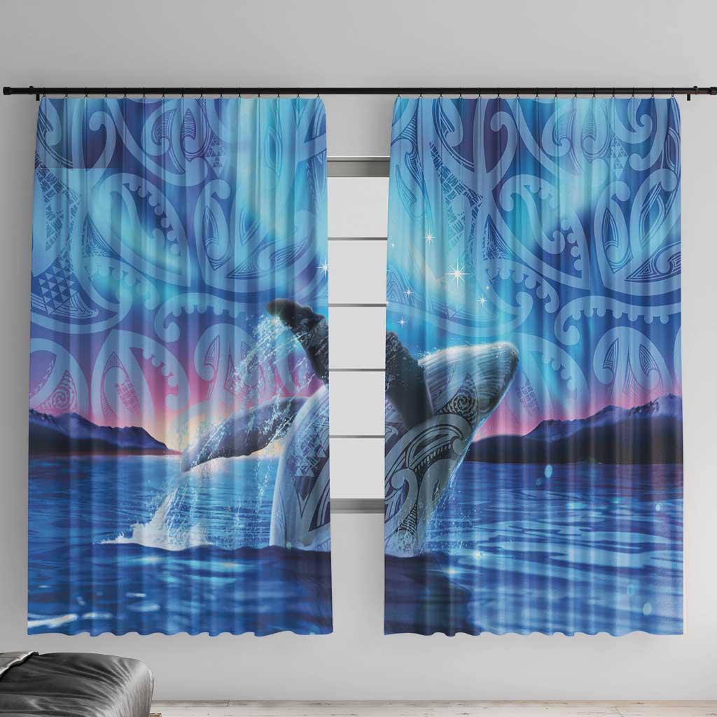 New Zealand Matariki Humpback Whale Window Curtain Paikea Maori New Year Blue Galaxy