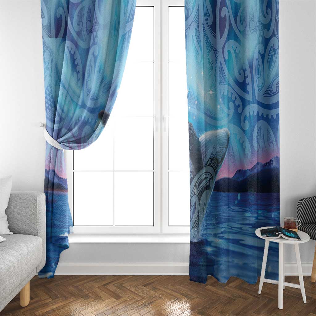 New Zealand Matariki Humpback Whale Window Curtain Paikea Maori New Year Blue Galaxy
