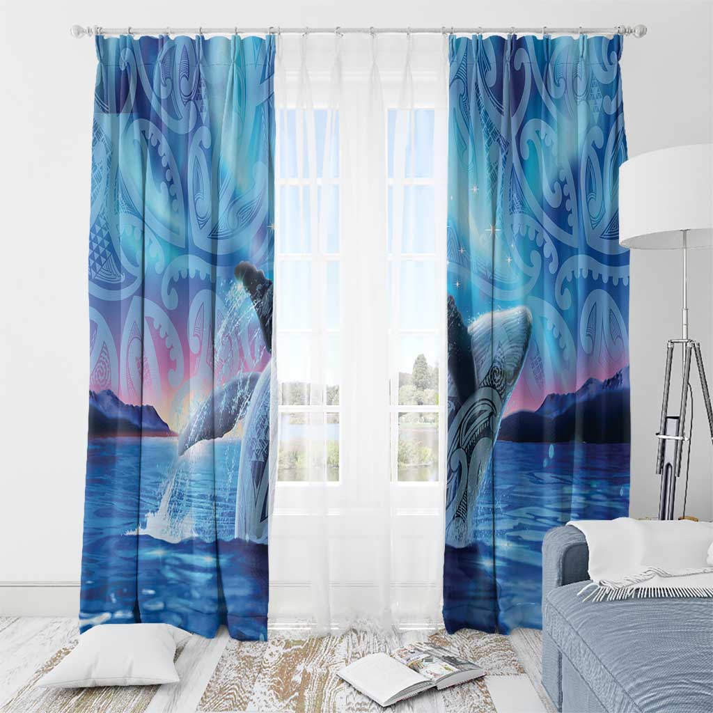 New Zealand Matariki Humpback Whale Window Curtain Paikea Maori New Year Blue Galaxy