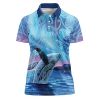New Zealand Matariki Humpback Whale Women Polo Shirt Paikea Maori New Year Blue Galaxy LT14 Female Blue - Polynesian Pride