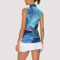 New Zealand Matariki Humpback Whale Women Sleeveless Polo Shirt Paikea Maori New Year Blue Galaxy LT14 - Polynesian Pride