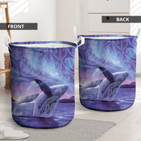 New Zealand Matariki Humpback Whale Laundry Basket Paikea Maori New Year Purple Galaxy