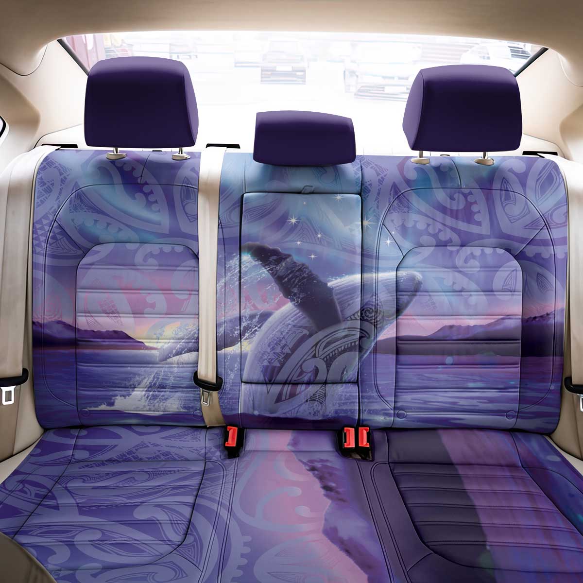 New Zealand Matariki Humpback Whale Back Car Seat Cover Paikea Maori New Year Purple Galaxy LT14 - Polynesian Pride
