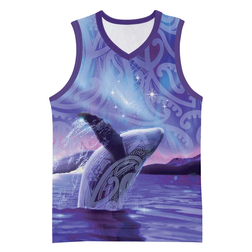 New Zealand Matariki Humpback Whale Basketball Jersey Paikea Maori New Year Purple Galaxy LT14 Unisex Purple - Polynesian Pride