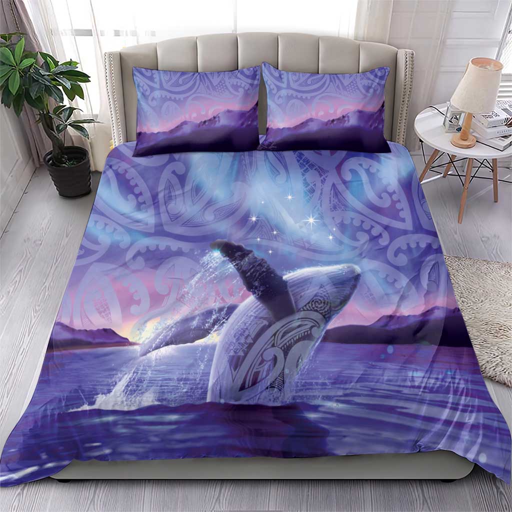 New Zealand Matariki Humpback Whale Bedding Set Paikea Maori New Year Purple Galaxy