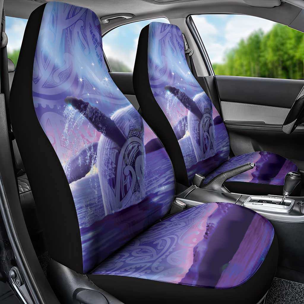 New Zealand Matariki Humpback Whale Car Seat Cover Paikea Maori New Year Purple Galaxy LT14 - Polynesian Pride