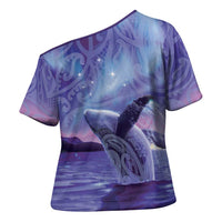 New Zealand Matariki Humpback Whale Cross Shoulder Shirt Paikea Maori New Year Purple Galaxy LT14 - Polynesian Pride
