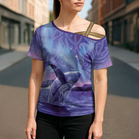 New Zealand Matariki Humpback Whale Cross Shoulder Shirt Paikea Maori New Year Purple Galaxy LT14 - Polynesian Pride