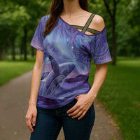 New Zealand Matariki Humpback Whale Cross Shoulder Shirt Paikea Maori New Year Purple Galaxy LT14 - Polynesian Pride